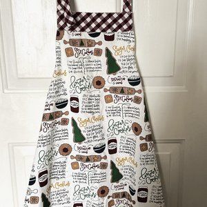 Park Designs Apron Christmas Cookie Recipe One Sz Adjustable Tie Red check trim